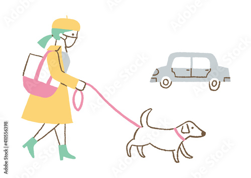 犬を散歩させる人