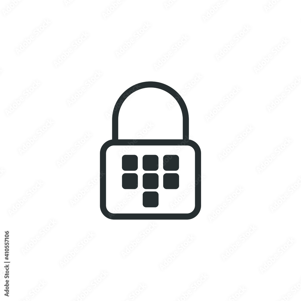 Modern Padlock with button line icon, outline vector sign, linear style pictogram isolated on white. Closed lock symbol, logo illustration. Editable stroke