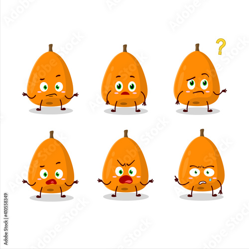 Cartoon character of loquat with what expression