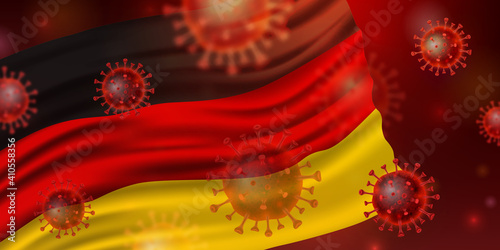 ドイツの国旗とコロナウイルス　ベクター素材