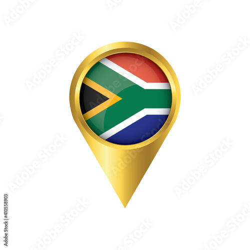 Flag of South Africa.symbol check in South Africa, golden map pointer with the national flag of South Africa in the button. vector illustration. Free Download Flag of South Africa.symbol check in South Africa, golden map pointer with the national flag of South Africa in the button. vector illustration. - GFXLoad