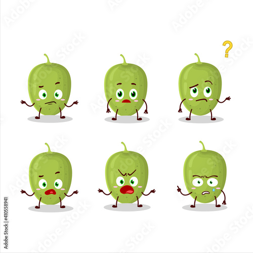 Cartoon character of olives with what expression