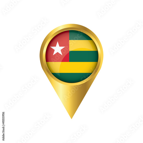 Flag of Togo.symbol check in Togo, golden map pointer with the national flag of Togo in the button. vector illustration. Free Download Flag of Togo.symbol check in Togo, golden map pointer with the national flag of Togo in the button. vector illustration. - GFXLoad