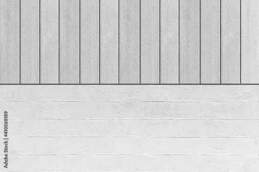 White slat fence and white cement block pattern and background seamless White slat fence and white cement block pattern and background seamless
