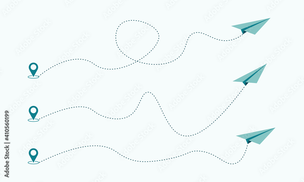 Paper planes, path and direction vector set