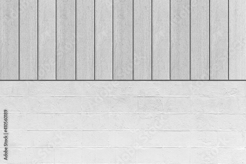 White slat fence and white cement block pattern and background seamless