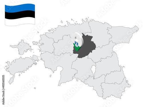 Location  Jarva County on map Estonia. 3d location sign similar to the flag of Jarva County. Quality map  with  counties of Estonia for your design. EPS10.
