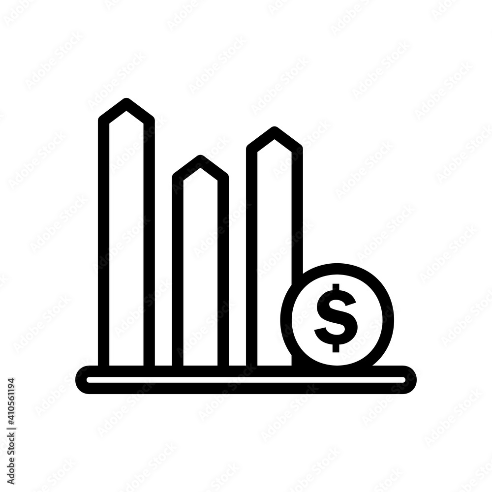 Growth chart icon vector illustration in line style about marketing and growth for any projects Growth chart icon vector illustration in line style about marketing and growth for any projects