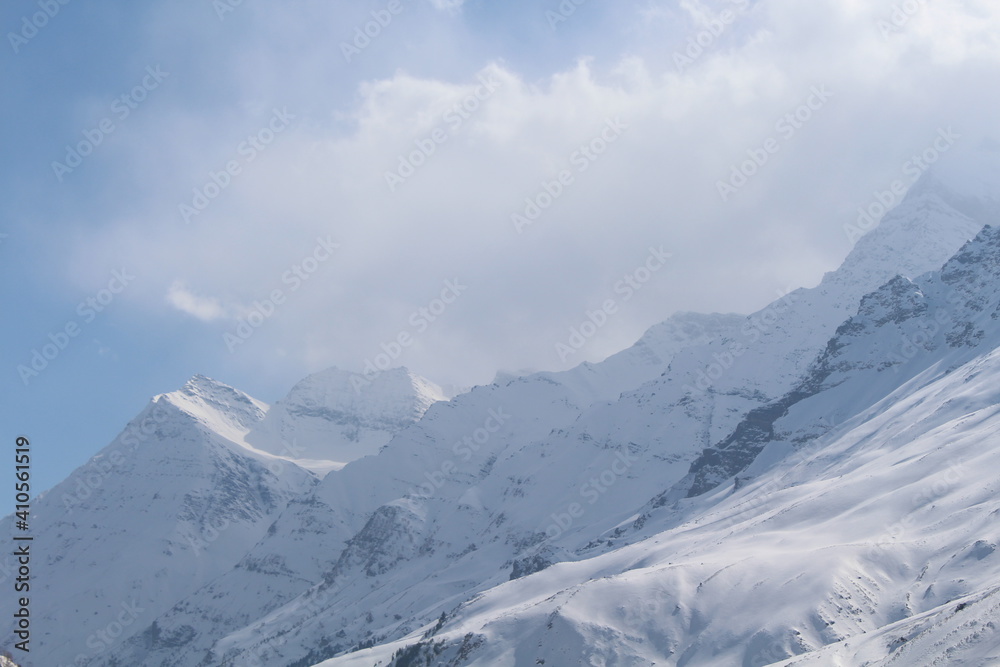 mountains in the snow