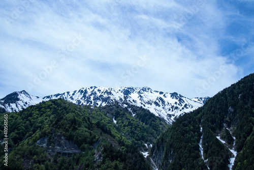 Snow, mountain ,blue sky in Toyama, Japan