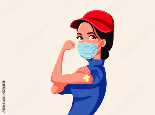 Essential Worker Showing Vaccinated Arm