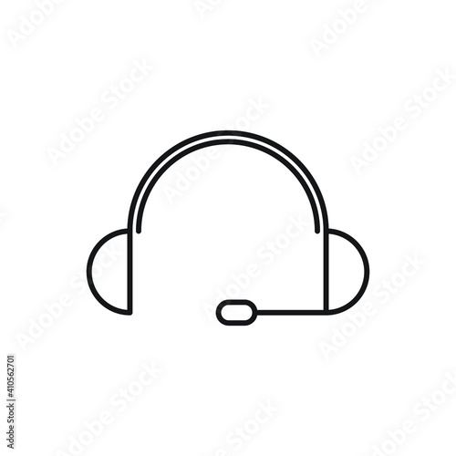 Simple Headset with mic outline icon vector