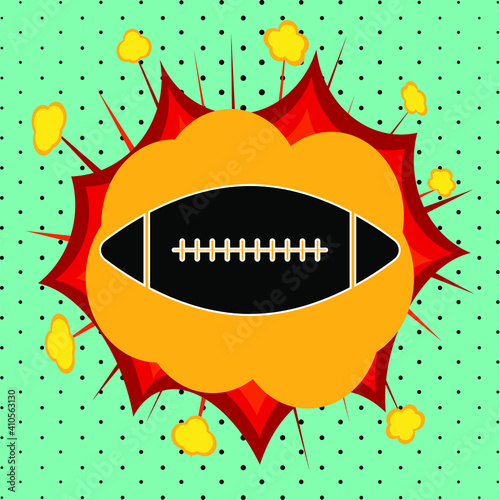 Ball rugby and American football, pop art explosion, vector illustration for design
