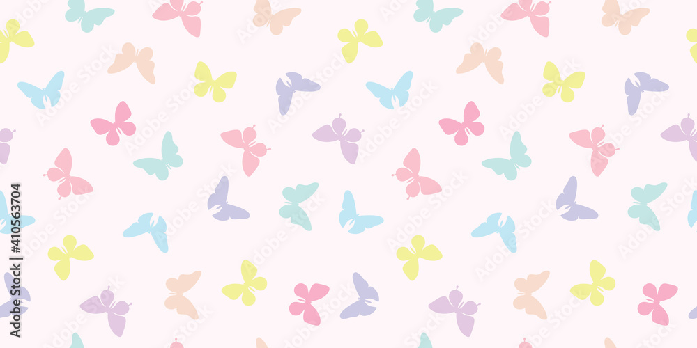 Pastel butterfly seamless repeat pattern background vector.