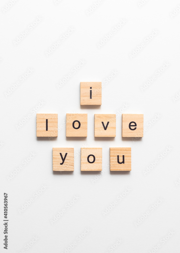 Wooden letters love you on white background Red heart Wooden letters love you on white background Red heart
