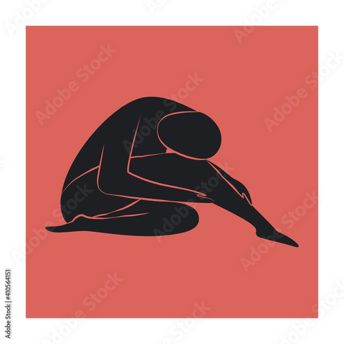 Card with a silhouette naked woman. Simple vector flat illustration 