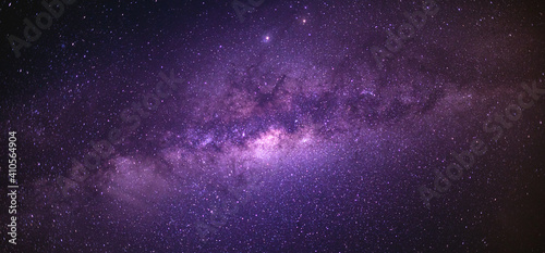 Fototapeta Naklejka Na Ścianę i Meble -  Panorama view universe space shot of milky way galaxy with stars on a night sky background. The Milky Way is the galaxy that contains our Solar System.