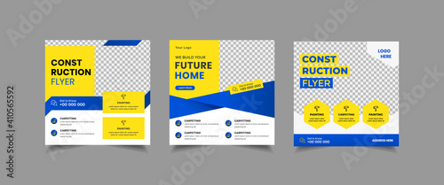 Set of Real Estate Social Media Post, home for sale Social Media Post, home repair Poster Vector Template