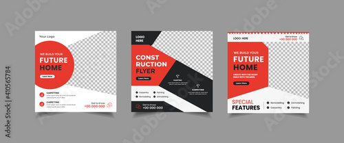 Set of Real Estate Social Media Post, home for sale Social Media Post, home repair Poster Vector Template