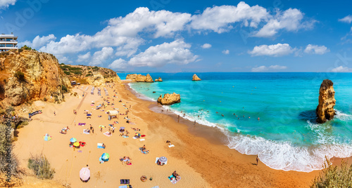 Landscape with Dona Ana beach at Algarve coast in Portugal photo