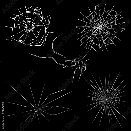 cracked glass five different samples