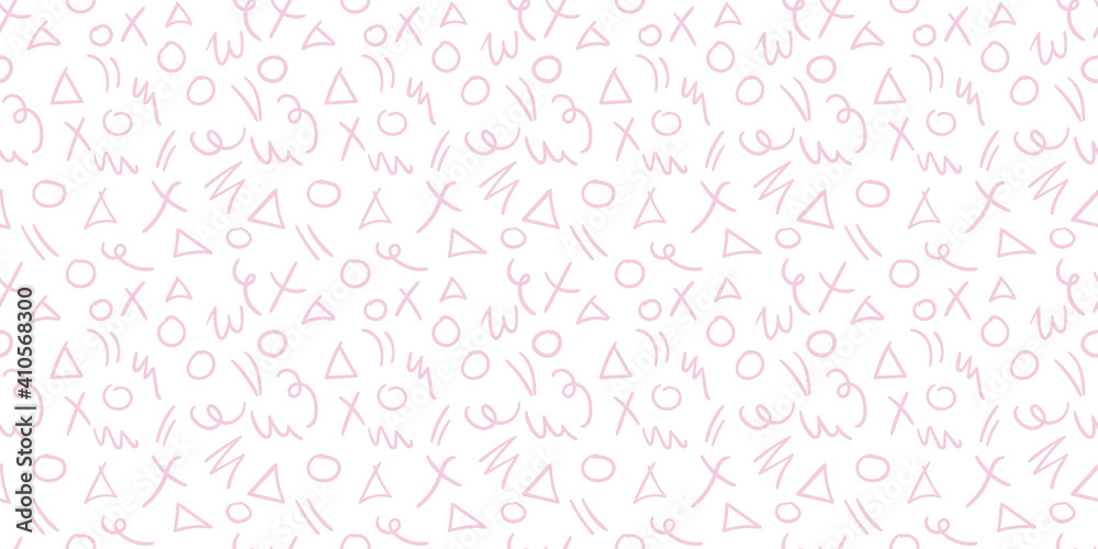 pink and white abstract doodles cute repeat background vector.