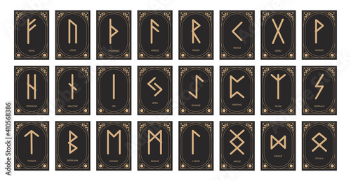 Hand drawn beautiful aesthetic. Runes set. Fortune telling and predicting the future. Trendy vector illustration.