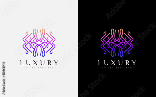 Luxury Logo Design. Elegant Symbol with Geometric Modern Lines Combination. Usable For Business  Community  Foundation  Services  Company. Vector Logo Design Illustration.