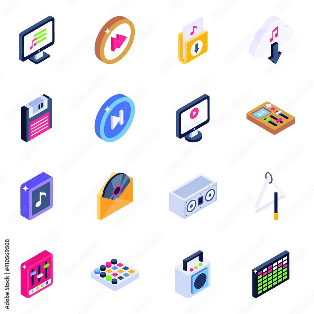 Pack of Multimedia Isometric Icons
Pack of Multimedia Isometric Icons