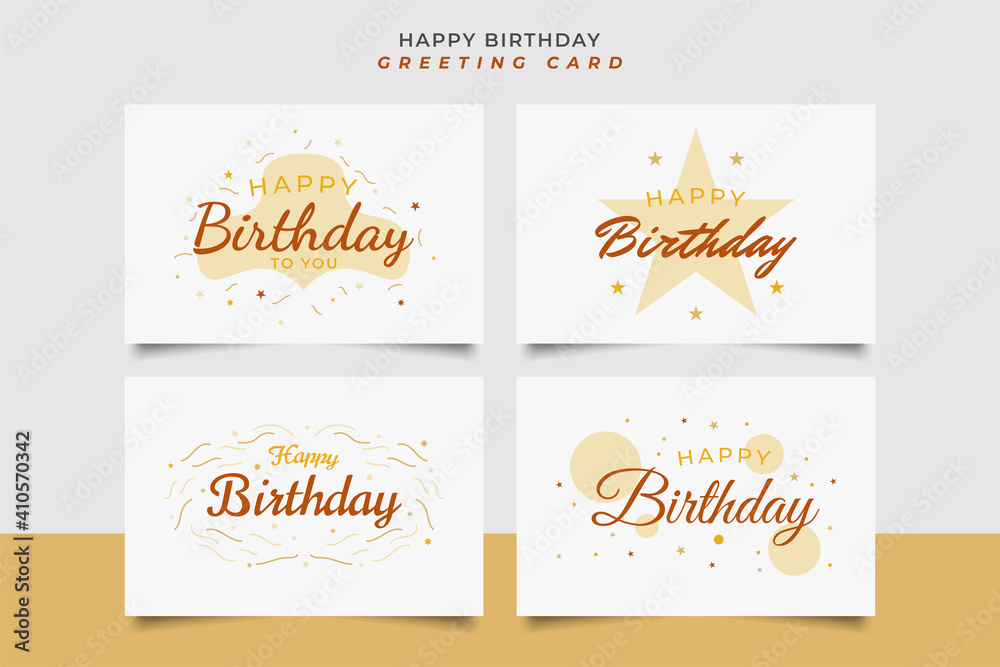Happy birthday greeting card with star and confetti isolated on white background. Greeting Card Vector Illustration