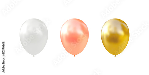 Vector 3d helium balloons. Realistic glossy 3d balloon.