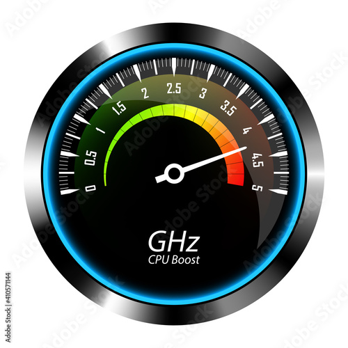 Overclocking the CPU clock speedometer.