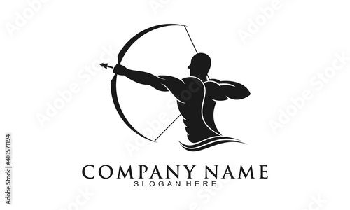 Muscled archer vector logo