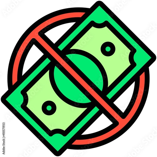 No Banknote sign icon, Bankruptcy related vector