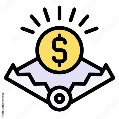 Coin in Bear trap icon, Bankruptcy related vector