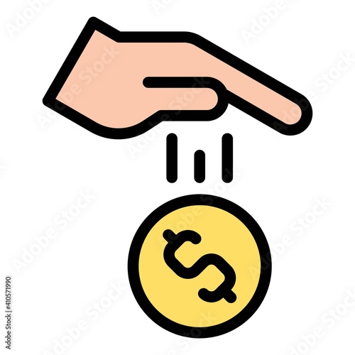 Hand Drop Coin icon, Bankruptcy related vector