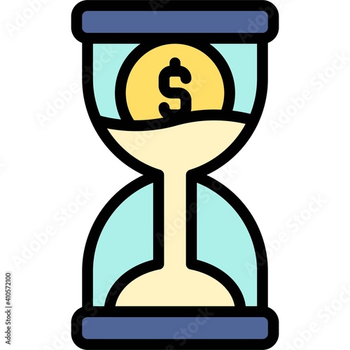 Coin in Hourglass icon, Bankruptcy related vector