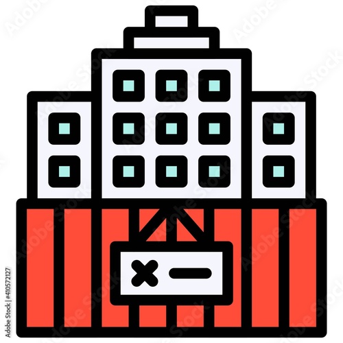 Closed hotel icon, Bankruptcy related vector