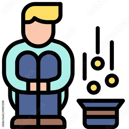 Beggar icon, Bankruptcy related vector