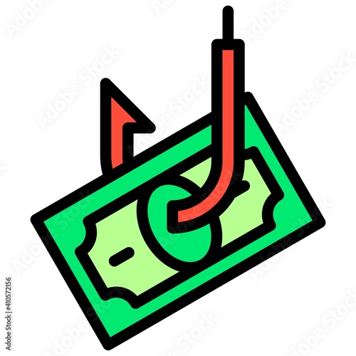 Banknote on Hook icon, Bankruptcy related vector