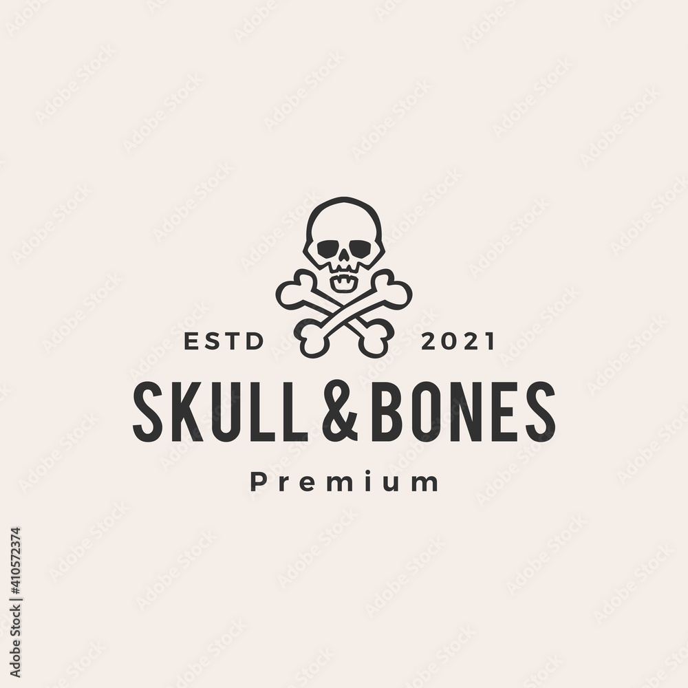 skull and bones hipster vintage logo vector icon illustration