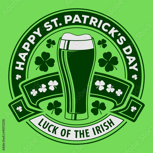 Saint Patrick's day celebration poster design template with Beer Glass