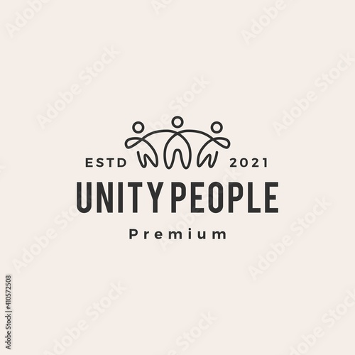 unity people hipster vintage logo vector icon illustration