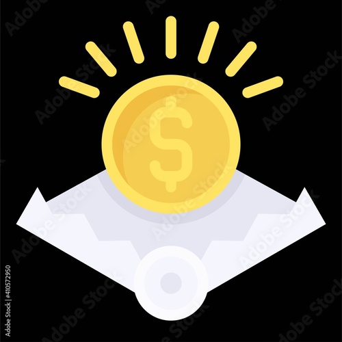 Coin in Bear trap icon, Bankruptcy related vector