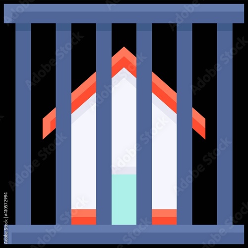 House inside Cage icon, Bankruptcy related vector