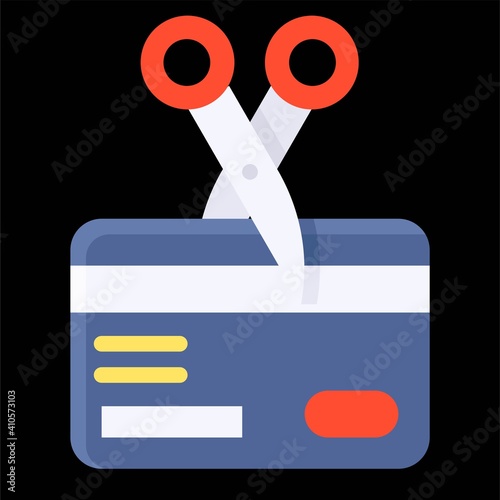 Scissor cut Credit card icon, Bankruptcy related vector