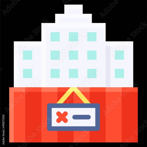 Closed hotel icon, Bankruptcy related vector