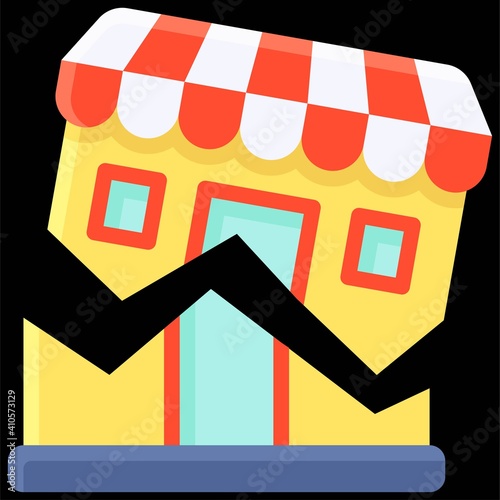 Broken Store icon, Bankruptcy related vector