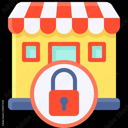 Shop with lock icon, Bankruptcy related vector