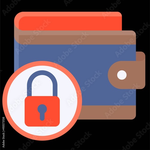 Wallet with lock icon, Bankruptcy related vector